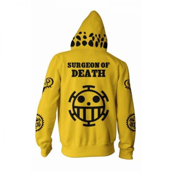 One Piece Trafalgar Law Hoodies - Yellow Zip Up Hoodie