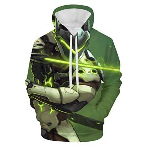 Overwatch Hoodie - Genji 3D Print Green Hooded Pullover Sweatshirt