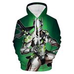 Overwatch Hoodie - Genji 3D Print Green Hooded Pullover Sweatshirt