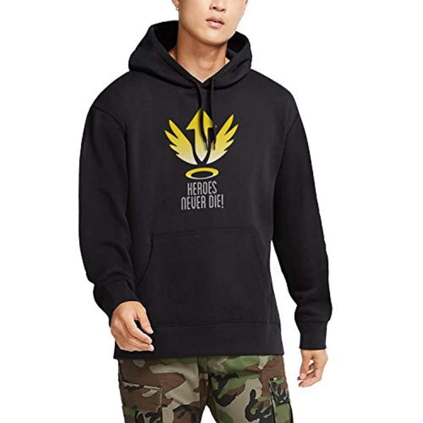 Overwatch Hoodie - Mercy Heroes Never Black Hooded Pullover Sweatshirt