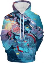 Overwatch Hoodie - Reinhardt 3D Print Blue Hooded Pullover Sweatshirt