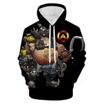 Overwatch Hoodie - Roadhog 3D Print Black Hooded Pullover Sweatshirt