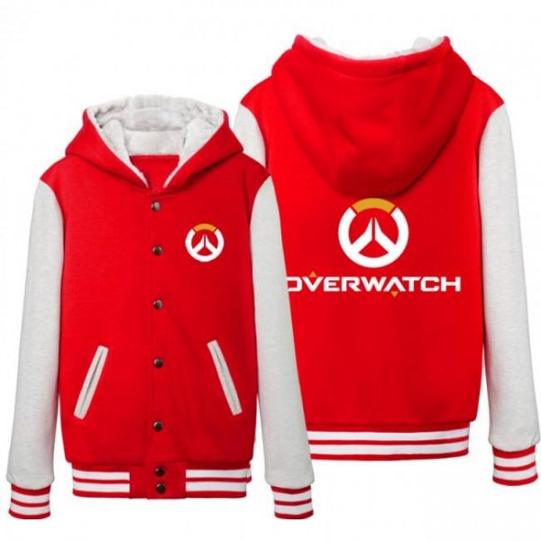 Overwatch Logo Thicken Coats - Black Button Style Coat