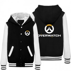 Overwatch Logo Thicken Coats - Black Button Style Coat