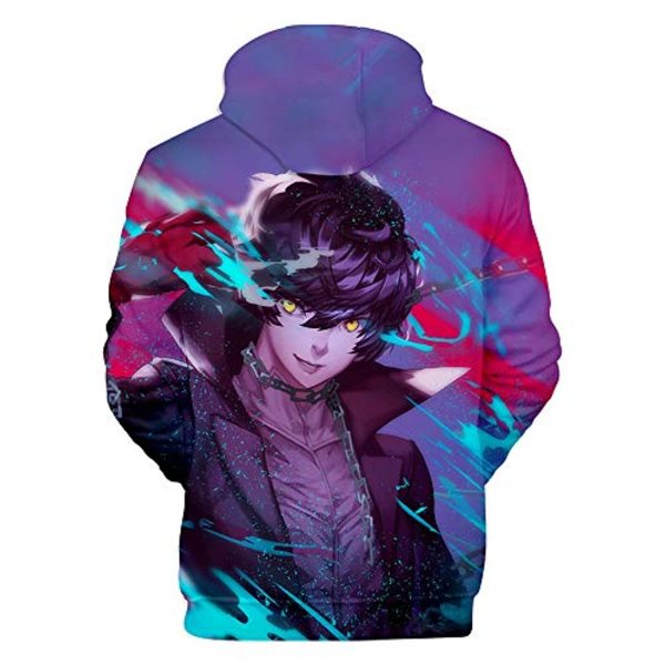 Persona 5 Hoodies - P5 3D Full Print Akira Kurusu Purple Pullover Hoodie