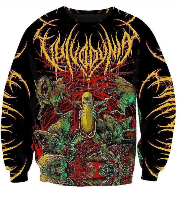 Pickle Rick & Mouse Hoodies - Pullover Black Hoodie