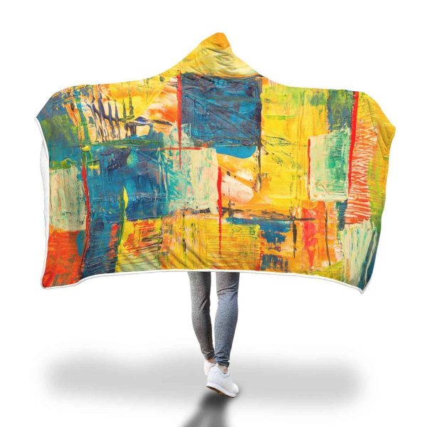 Picture Hooded Blanket - Yellow And Red Blanket