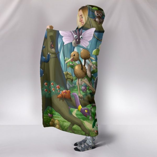 Pokemon Anime Hooded Blanket - In The Woods Green Blanket