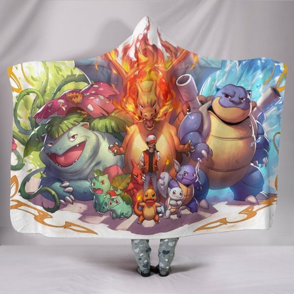 Pokemon Blastoise And Venusaur Hooded Blanket - Charizard Bigger Guy Blanket