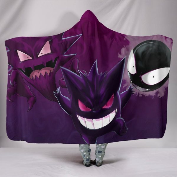 Pokemon Gastly Haunter And Gengar Hooded Blanket - Demon Black Blanket