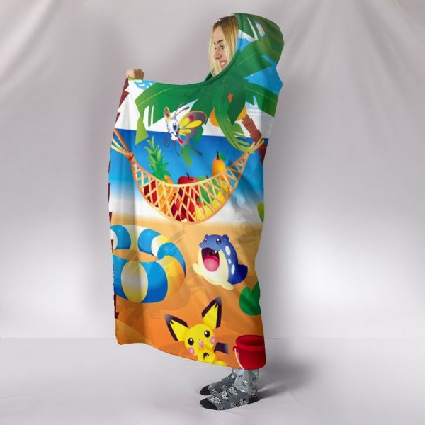 Pokemon  Hooded Blanket - At The Beach Blue Blanket
