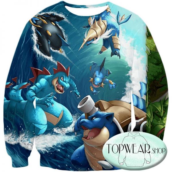 Pokemon Hoodies - All Powerful Water Type Pokemons Zip Up Hoodie