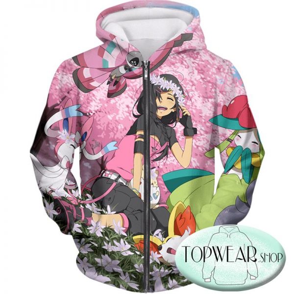 Pokemon Hoodies - Cute Girl with Pokemons Hoodie