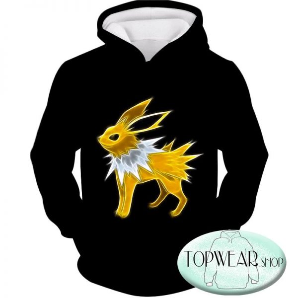 Pokemon Hoodies - Eevee Thunder Type Evolution Jolteon Zip Up Hoodie