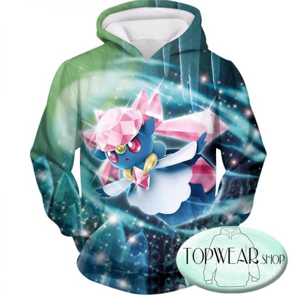 Pokemon Hoodies - Fairy Rock Type Pokemon Diancie Zip Up Hoodie