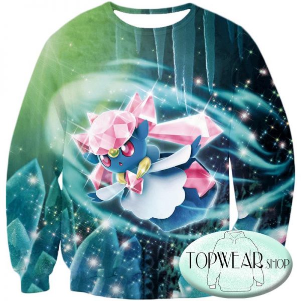 Pokemon Hoodies - Fairy Rock Type Pokemon Diancie Zip Up Hoodie