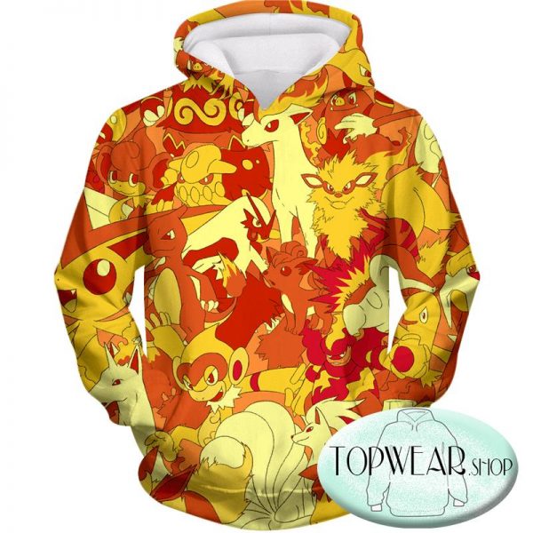 Pokemon Hoodies - Fire Type Pokemons Amazing 3D Zip Up Hoodie