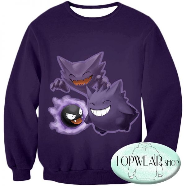 Pokemon Hoodies - Ghastly Hunter and Gengar Cool Anime Zip Up Hoodie