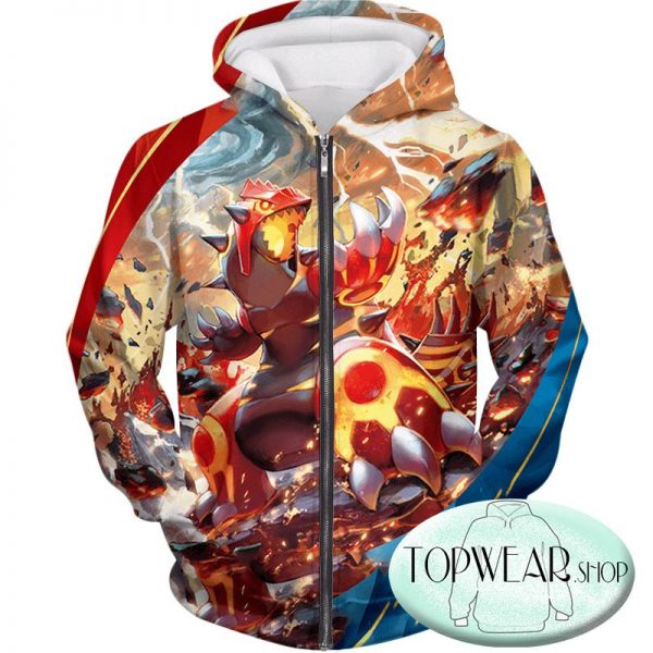Pokemon Hoodies - Legendary Red Blazing Groudon Hoodie