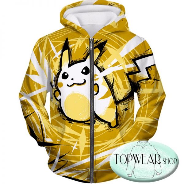 Pokemon Hoodies - Thunder Pokemon Raichu Yellow Hoodie