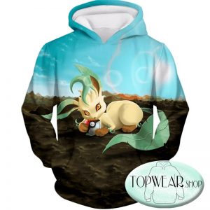 Pokemon Hoodies - Wolf Grass Type Pokemon Leafeon Hoodie