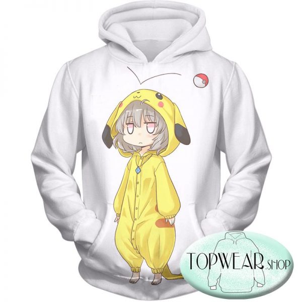 Pokemon Sweatshirts - Cool Pokemon Pikachu White 3D Sweatshirt