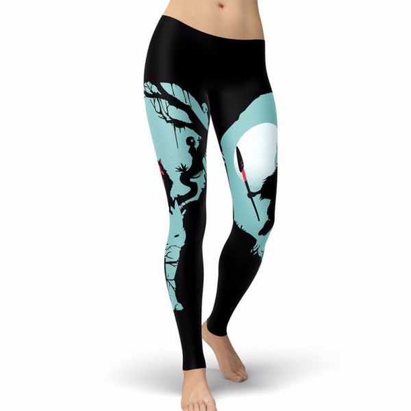 Princess Mononoke Printed Leggings A Noir Princess Forest Spirits V2