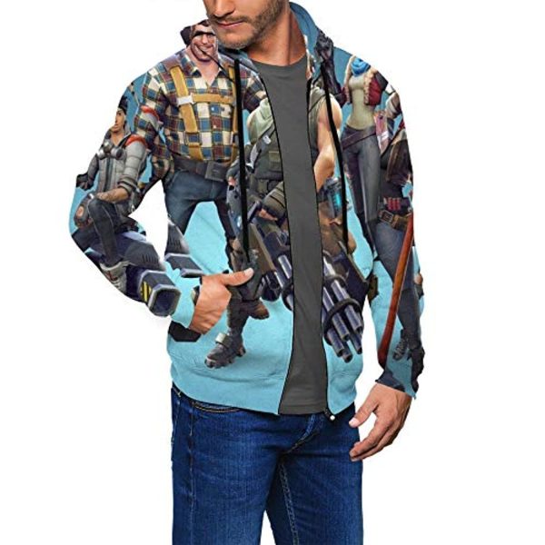 PUBG Hoodies - 3D Print Game Characters Blue Zipper Jacket with Pockets