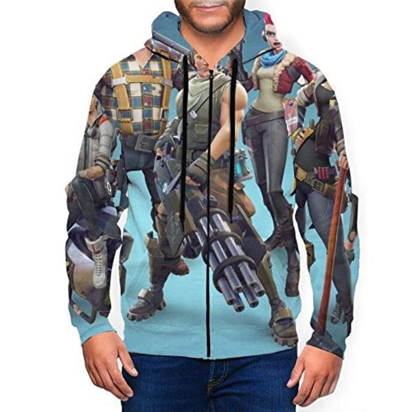 PUBG Hoodies - 3D Print Game Characters Blue Zipper Jacket with Pockets