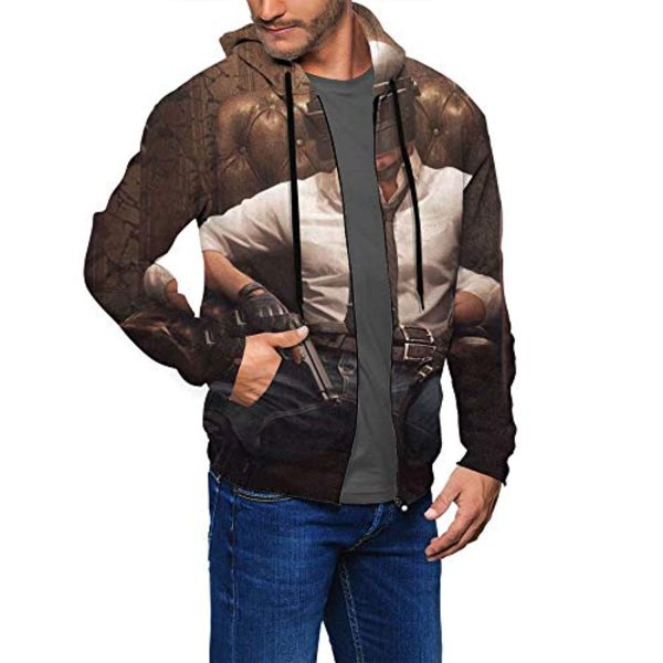 PUBG Hoodies - 3D Print Game Grey Zipper Jacket with Pockets