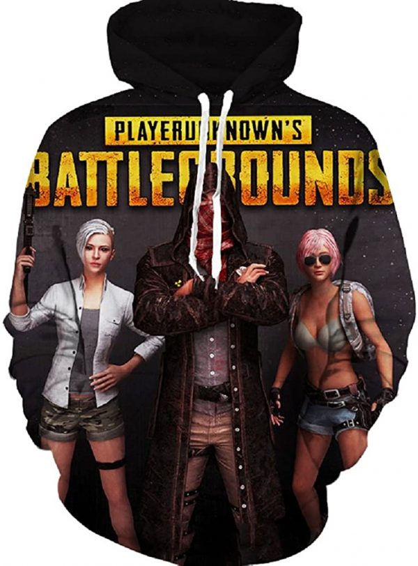 PUBG Hoodies - 3D Print Game Playerunknown's Battlegrounds Black Pullover with Pockets