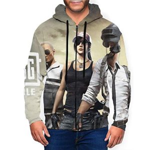 PUBG Hoodies - 3D Print Game Playerunknown's Battlegrounds Characters Beige Zipper Jacket with Pockets