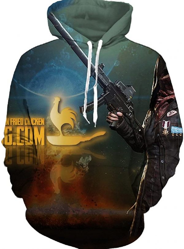 PUBG Hoodies - 3D Print Game Playerunknown's Battlegrounds Dark Blue Pullover with Pockets