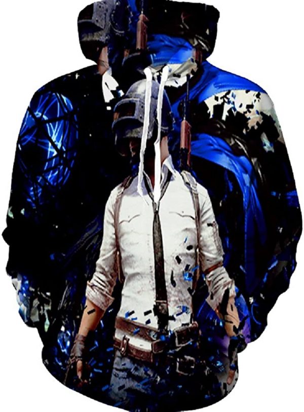 PUBG Hoodies - 3D Print Game Playerunknown's Battlegrounds Dark Blue Pullover with Pockets