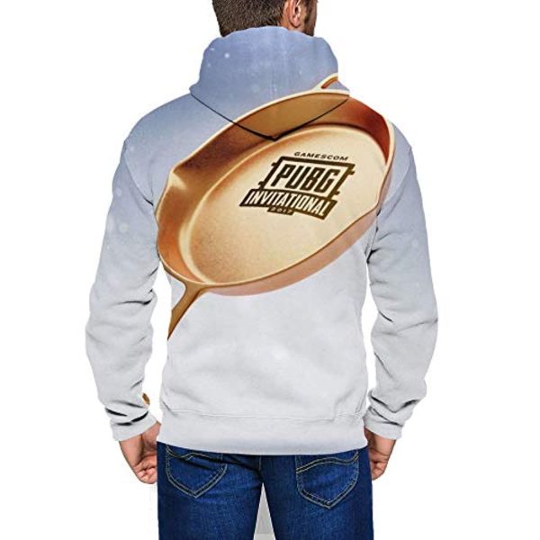 PUBG Hoodies - 3D Print Game Playerunknown's Battlegrounds Golden Pan White Zipper Jacket with Pockets