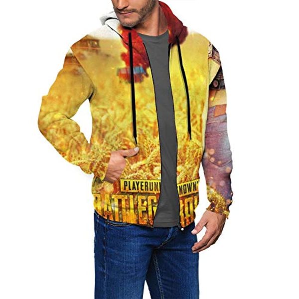 PUBG Hoodies - 3D Print Game Playerunknown's Battlegrounds Golden Zipper Jacket with Pockets