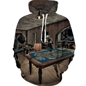PUBG Hoodies - 3D Print Game Playerunknown's Battlegrounds Grey Pullover with Pockets