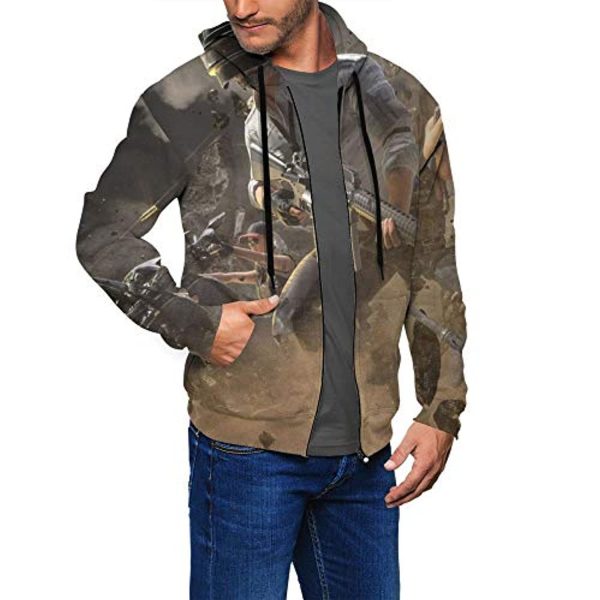 PUBG Hoodies - 3D Print Game Playerunknown's Battlegrounds Grey Zipper Jacket with Pockets