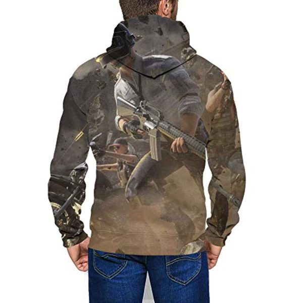 PUBG Hoodies - 3D Print Game Playerunknown's Battlegrounds Grey Zipper Jacket with Pockets