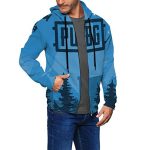 PUBG Hoodies - 3D Print Game Playerunknown's Battlegrounds Logo Blue Pullover with Pockets