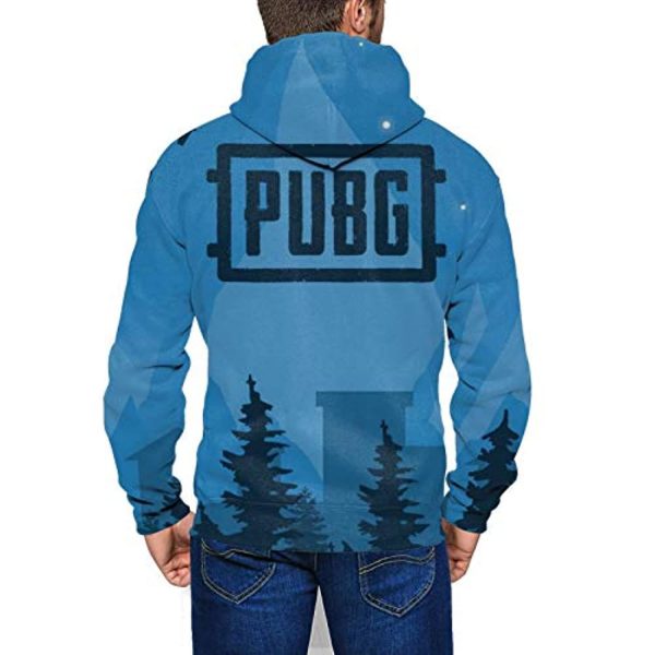 PUBG Hoodies - 3D Print Game Playerunknown's Battlegrounds Logo Blue Pullover with Pockets
