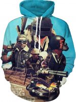 PUBG Hoodies - 3D Print Game Playerunknown's Battlegrounds Navy Blue Pullover with Pockets