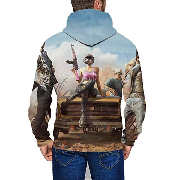 PUBG Hoodies - 3D Print Game Playerunknown's Battlegrounds Pullover with Pockets Blue and Grey