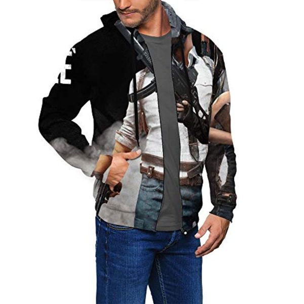 PUBG Hoodies - 3D Print Game Playerunknown's Battlegrounds Pullover with Pockets Black