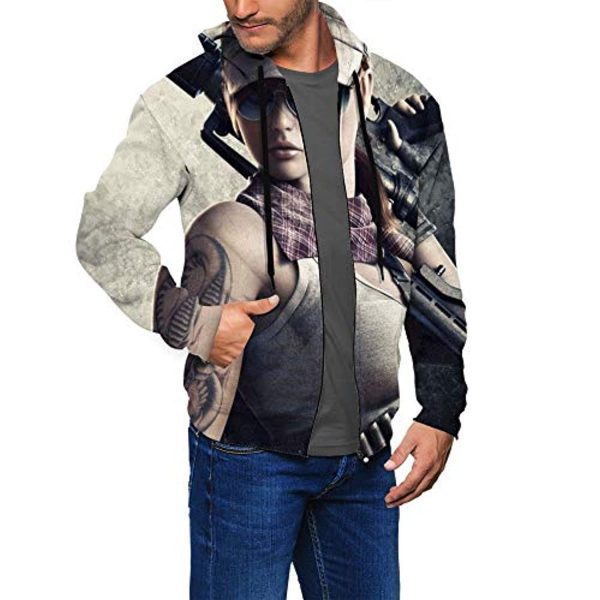 PUBG Hoodies - 3D Print Game Playerunknown's Battlegrounds Pullover with Pockets Grey