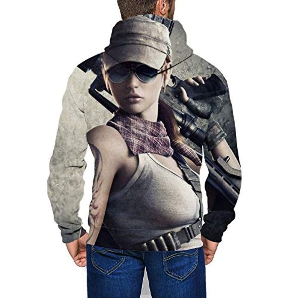 PUBG Hoodies - 3D Print Game Playerunknown's Battlegrounds Pullover with Pockets Grey