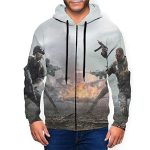 PUBG Hoodies - 3D Print Game Playerunknown's Battlegrounds Pullover with Pockets Light Grey