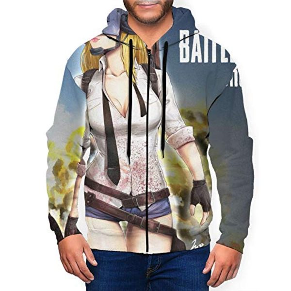 PUBG Hoodies - 3D Print Game Playerunknown's Battlegrounds Pullover with Pockets Blue