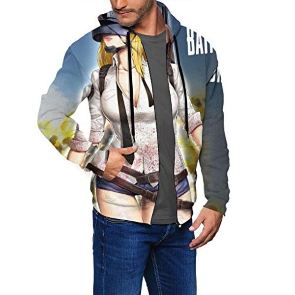 PUBG Hoodies - 3D Print Game Playerunknown's Battlegrounds Pullover with Pockets Blue