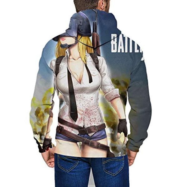 PUBG Hoodies - 3D Print Game Playerunknown's Battlegrounds Pullover with Pockets Blue